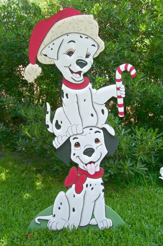 Dalmatian Christmas Buddies Yard Art made by Art de Yard