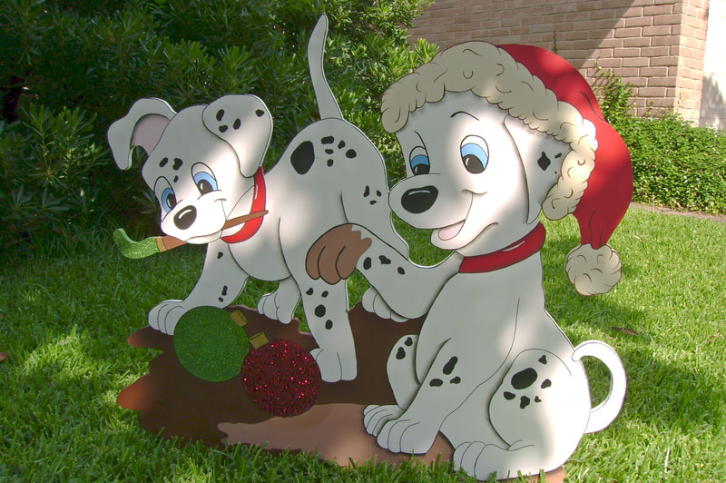 Dalmatian Christmas Painters Yard Art Made by Art de Yard