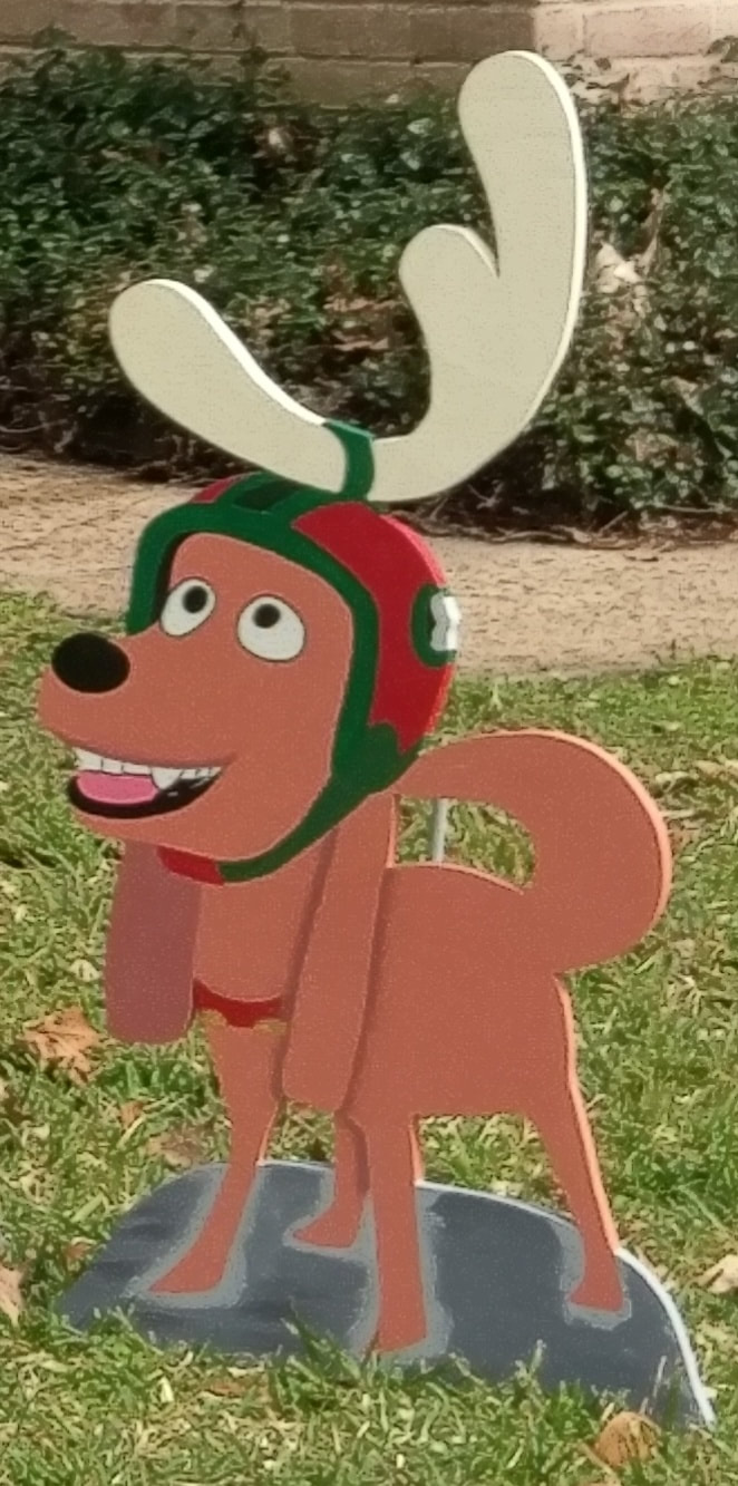 MAX The Reindeer CHRISTMAS Yard Art Hand Painted Tangled Dog Grinch